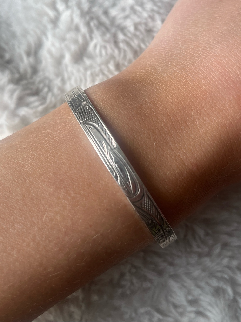 Sterling Silver Donald L. Lancaster Raven Bracelet Hand-carved First Nations